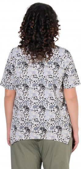 Ulla Popken Half-sleeve A-line V-neck Pointed Hem Animal Pattern T-shirt Moss - Tiskana majica za žene - 
