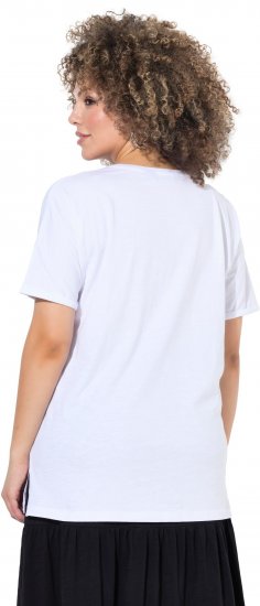 Ulla Popken Bow Short Sleeve Graphic Tee Snow White - Tiskana majica za žene - 