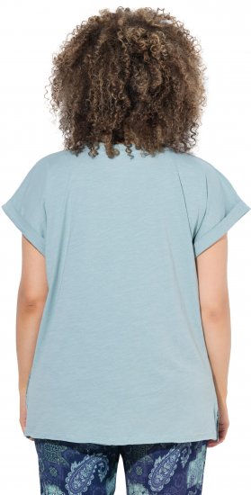 Ulla Popken Textured Paisley Motif Cap Sleeve Tee Light Moss Green - Tiskana majica za žene - 