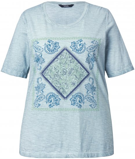 Ulla Popken Paisley Short Sleeve Graphic Tee Light Moss Green - Tiskana majica za žene - 