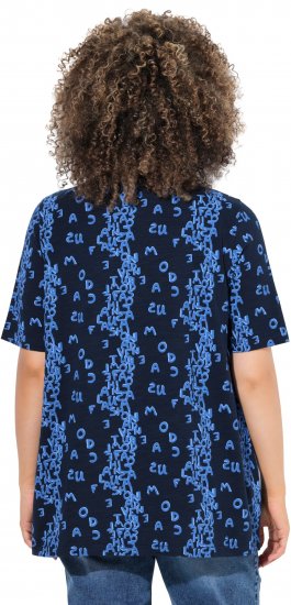 Ulla Popken Letter Print Short Sleeve Tee Navy - Tiskana majica za žene - 