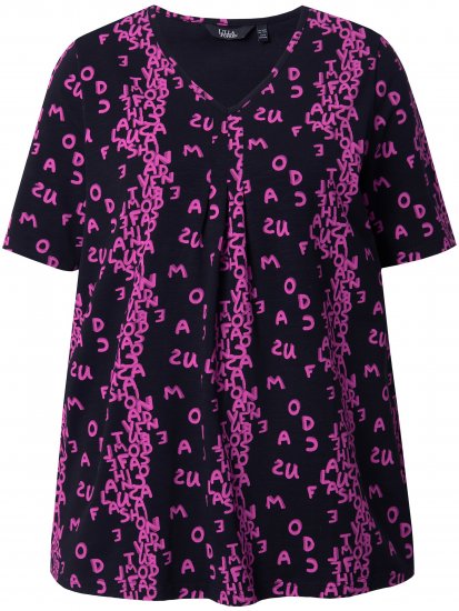 Ulla Popken Letter Print Short Sleeve Tee Magnolia Red - Tiskana majica za žene - 