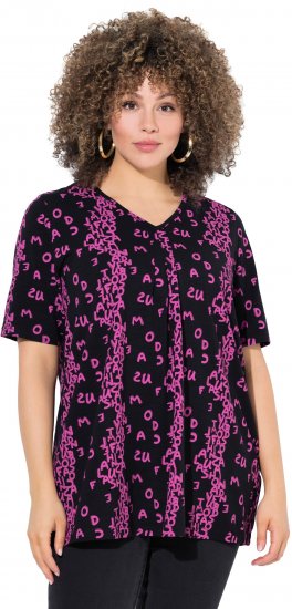 Ulla Popken Letter Print Short Sleeve Tee Magnolia Red - Tiskana majica za žene - 