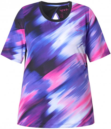 Ulla Popken Cutout Abstract Print Short Sleeve Tee Ink Blue - Tiskana majica za žene - 