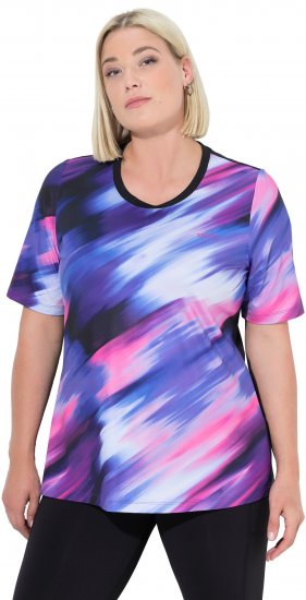 Ulla Popken Cutout Abstract Print Short Sleeve Tee Ink Blue - Tiskana majica za žene - 