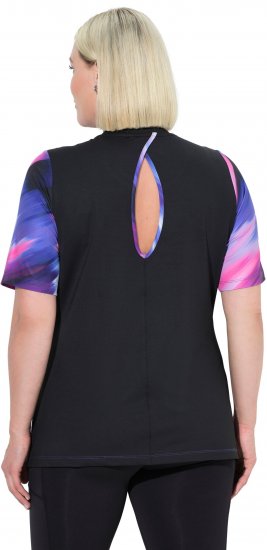 Ulla Popken Cutout Abstract Print Short Sleeve Tee Ink Blue - Tiskana majica za žene - 