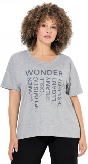 Ulla Popken WONDER Short Sleeve Graphic Tee Light Grey Melange - Tiskana majica za žene - 