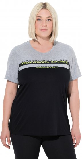 Ulla Popken Nostalgic Escape Performance T-Shirt Black - Tiskana majica za žene - 