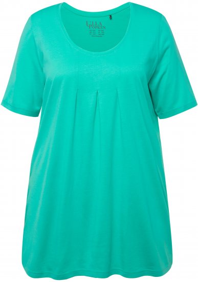 Ulla Popken Essential Front Pleat Tee Turquoise Green - Majice - 