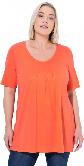 Ulla Popken Essential Front Pleat Tee Pink Coral - Majice - 