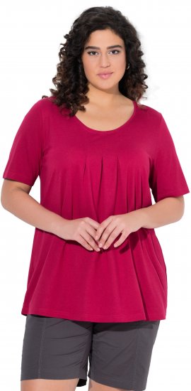 Ulla Popken Essential Front Pleat Tee Dark Raspberry - Majice - 