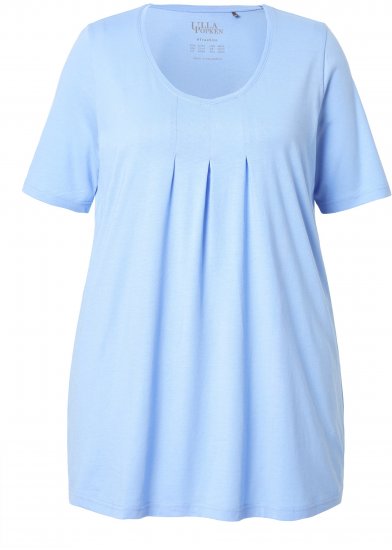 Ulla Popken Essential Front Pleat Tee Light Blue - Majice - 