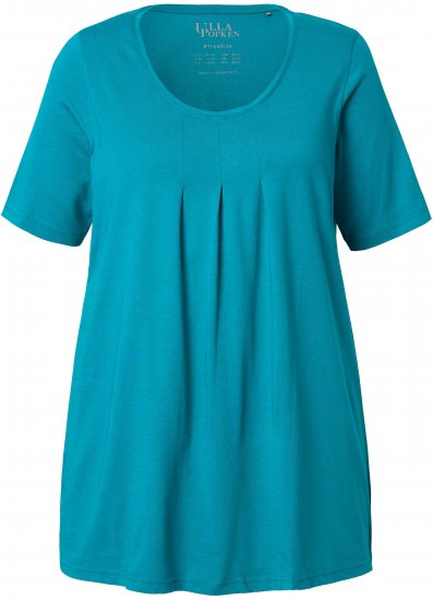 Ulla Popken Essential Front Pleat Tee Teal - Majice - 