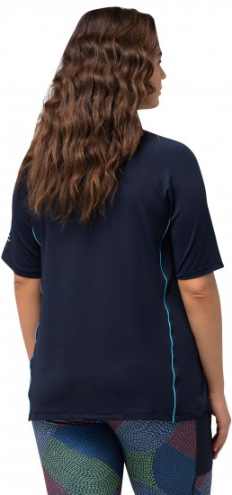 Ulla Popken Piping Accent Functional UVP 50+ Stretch Knit Top Navy Blue - Majice - 
