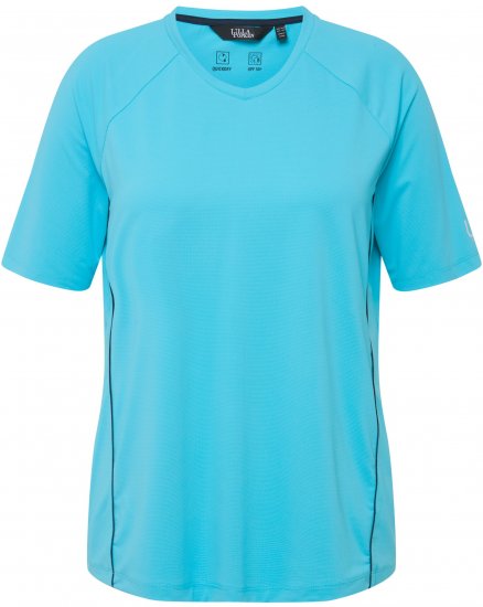 Ulla Popken Piping Accent Functional UVP 50+ Stretch Knit Top Bright Turquoise - Majice - 