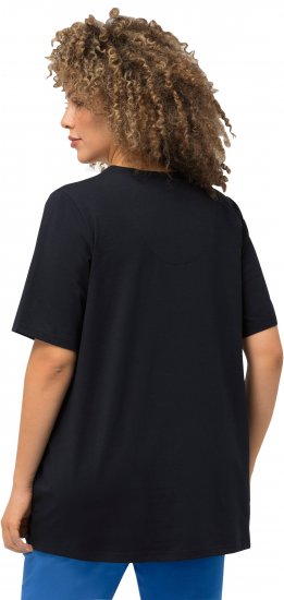 Ulla Popken Essential Notch Neck Stretch Tee Navy Blue - Majice - 