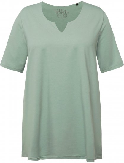 Ulla Popken Essential Notch Neck Stretch Tee Light Moss Green - Majice - 