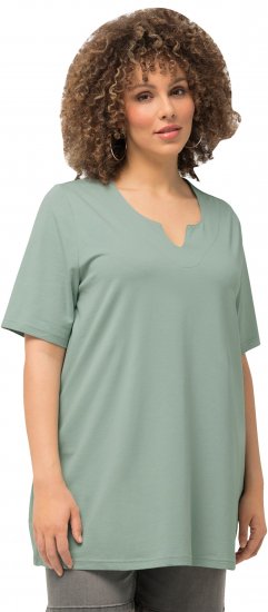 Ulla Popken Essential Notch Neck Stretch Tee Light Moss Green - Majice - 