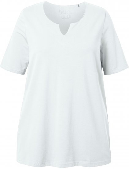 Ulla Popken Essential Notch Neck Stretch Tee Snow White - Majice - 