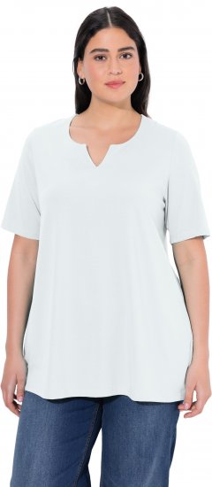 Ulla Popken Essential Notch Neck Stretch Tee Snow White - Majice - 
