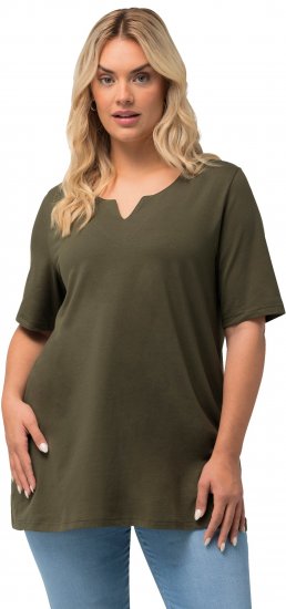 Ulla Popken Essential Notch Neck Stretch Tee Forest Green - Majice - 