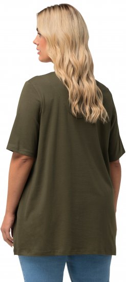 Ulla Popken Essential Notch Neck Stretch Tee Forest Green - Majice - 