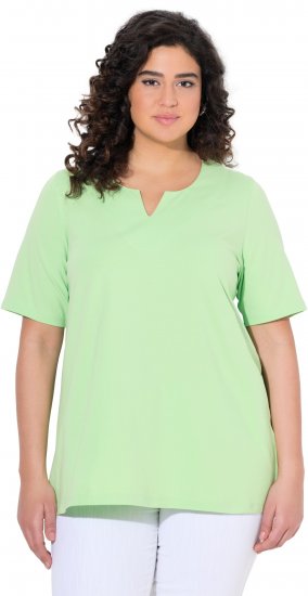 Ulla Popken Essential Notch Neck Stretch Tee Light Green - Majice - 