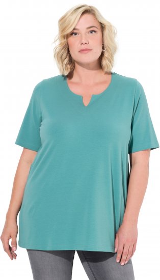Ulla Popken Essential Notch Neck Stretch Tee Pale Green - Majice - 