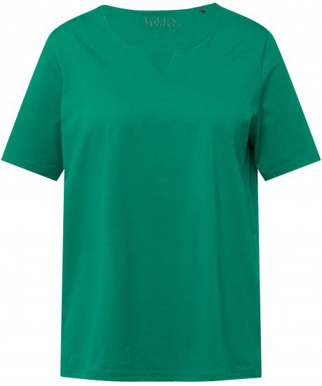 Ulla Popken Essential Notch Neck Stretch Tee Emerald Green - Majice - 