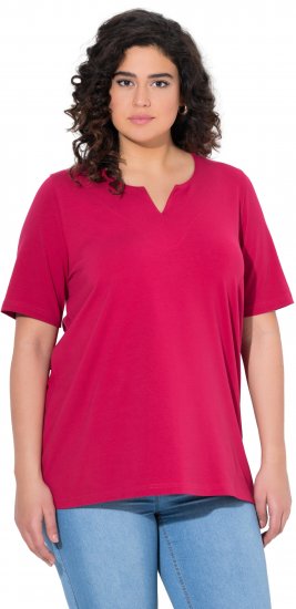 Ulla Popken Essential Notch Neck Stretch Tee Dark Raspberry - Majice - 