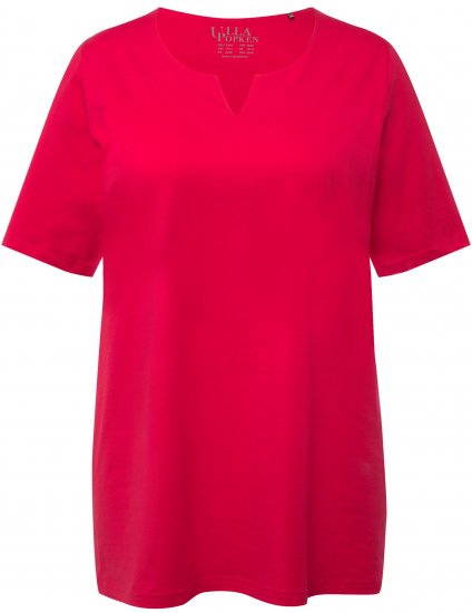 Ulla Popken Essential Notch Neck Stretch Tee Red - Majice - 