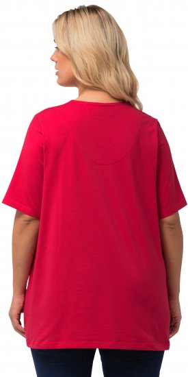 Ulla Popken Essential Notch Neck Stretch Tee Red - Majice - 