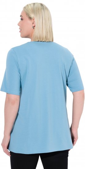 Ulla Popken Essential Notch Neck Stretch Tee Light Teal - Majice - 