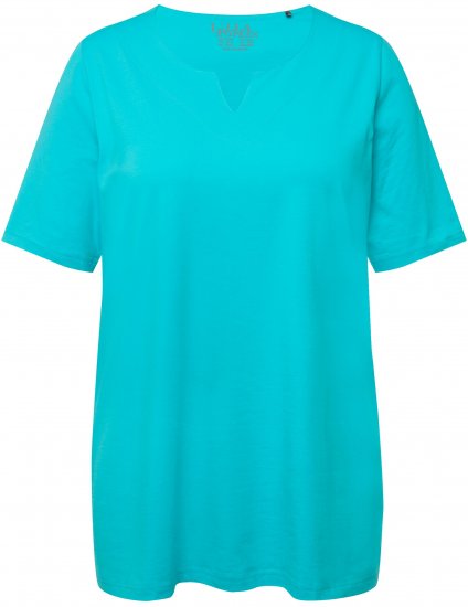 Ulla Popken Essential Notch Neck Stretch Tee Deep Aqua - Majice - 