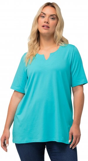Ulla Popken Essential Notch Neck Stretch Tee Deep Aqua - Majice - 