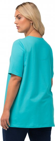 Ulla Popken Essential Notch Neck Stretch Tee Deep Aqua - Majice - 