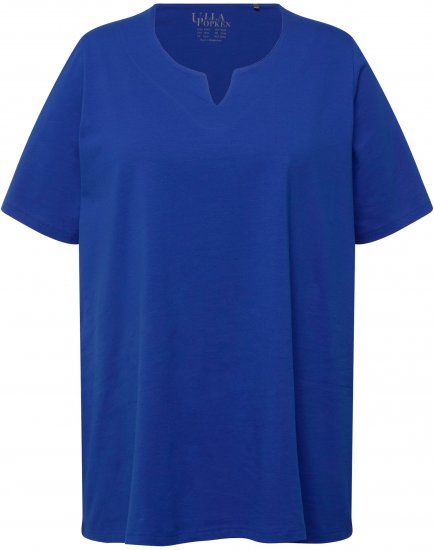 Ulla Popken Essential Notch Neck Stretch Tee Cobalt Blue - Majice - 
