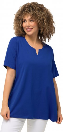 Ulla Popken Essential Notch Neck Stretch Tee Cobalt Blue - Majice - 