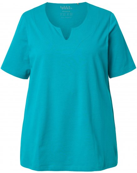 Ulla Popken Essential Notch Neck Stretch Tee Teal - Majice - 