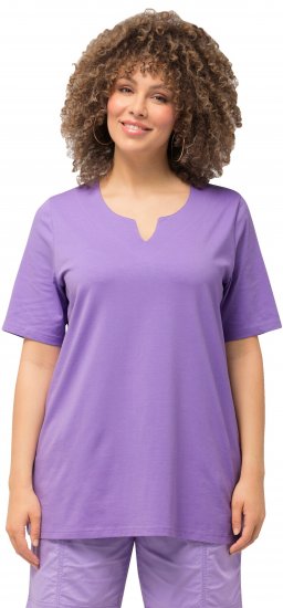 Ulla Popken Essential Notch Neck Stretch Tee Pale Lilac - Majice - 