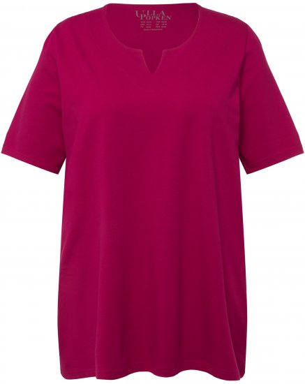 Ulla Popken Essential Notch Neck Stretch Tee Magnolia Red - Majice - 