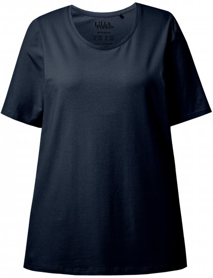 Ulla Popken Essential Round Neck Stretch Tee Navy Blue - Majice - 
