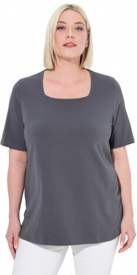 Ulla Popken Essential Square Neck Stretch Tee Graphite Grey - Majice - 