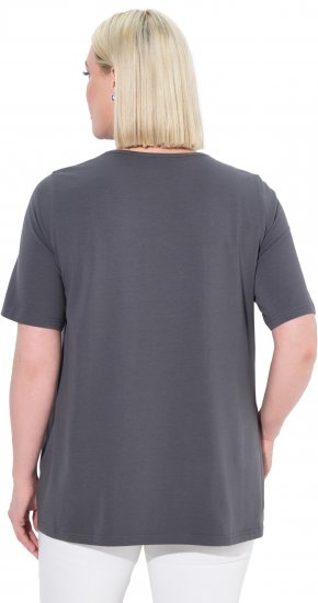 Ulla Popken Essential Square Neck Stretch Tee Graphite Grey - Majice - 