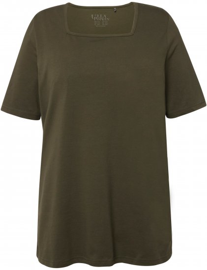Ulla Popken Essential Square Neck Stretch Tee Forest Green - Majice - 