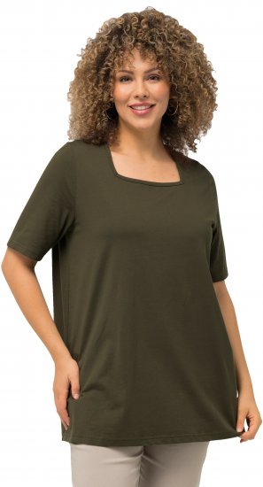 Ulla Popken Essential Square Neck Stretch Tee Forest Green - Majice - 