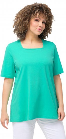 Ulla Popken Essential Square Neck Stretch Tee Turquoise Green - Majice - 