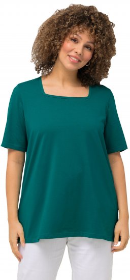Ulla Popken Essential Square Neck Stretch Tee Emerald - Majice - 