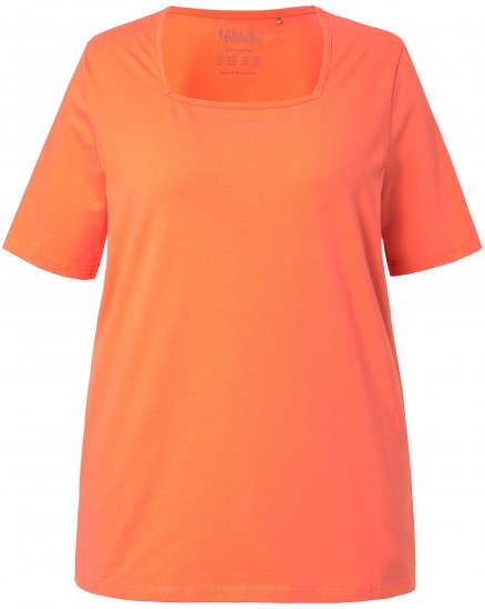 Ulla Popken Essential Square Neck Stretch Tee Coral Pink - Majice - 