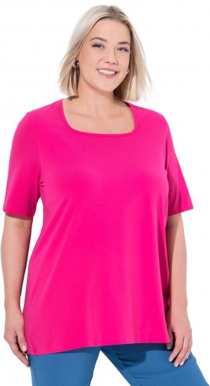 Ulla Popken Essential Square Neck Stretch Tee Magenta Pink - Majice - 